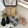 Mao Mao Slippers Korean Version Sequined Bow One-word Mao Slippers Autumn and Winter Indoor Fashion Floor Cotton Slippers