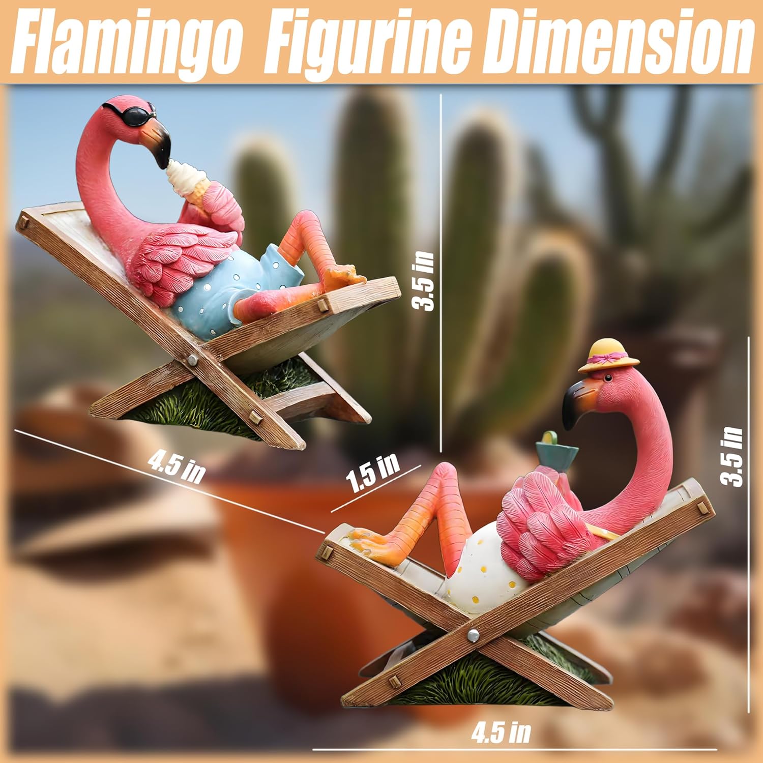 MUAMAX 2Pcs Pink Flamingo Figurines Resin Flamingo Bird Sculpture,Small Flamingo Ornaments for Coastal Home Wedding Decor, Housewarming Flamingo