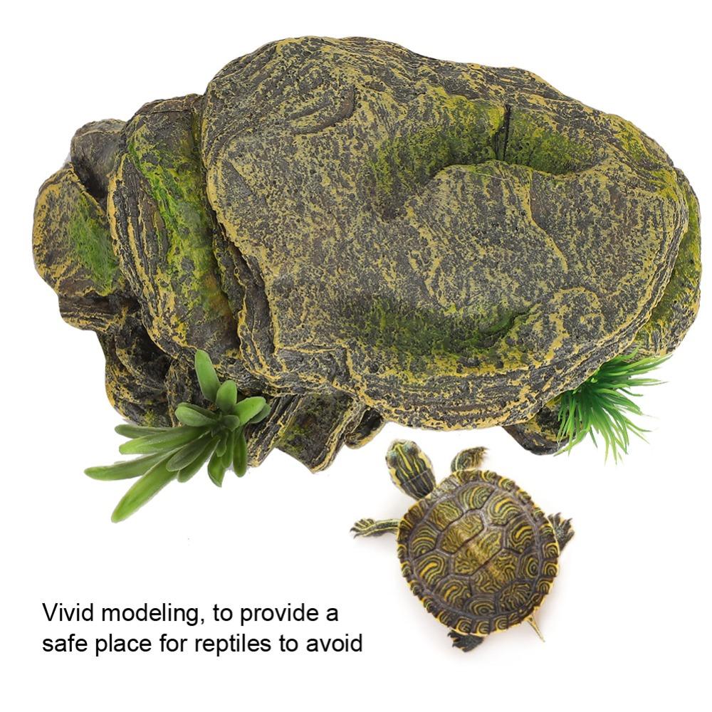 Vivid Texture Reptile Hiding Cave Artificial Turtle Resting Platform For Frogs
