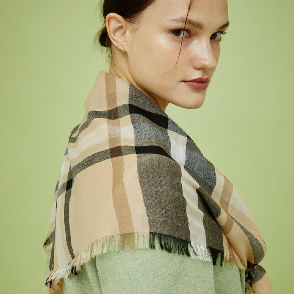 Daks Brown Check Wool Cashmere Scarf Dcsc4f116w2 Single option