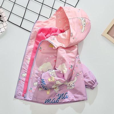 Girls' Fleece-Lined Windbreaker Jacket - Spring/Autumn Street Style One-Piece Trend