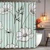 1pc Floral Pattern Shower Curtain with Hook, Water-washing Shower Curtain, Bath Partition, Bathroom Accessories, Home Decoration