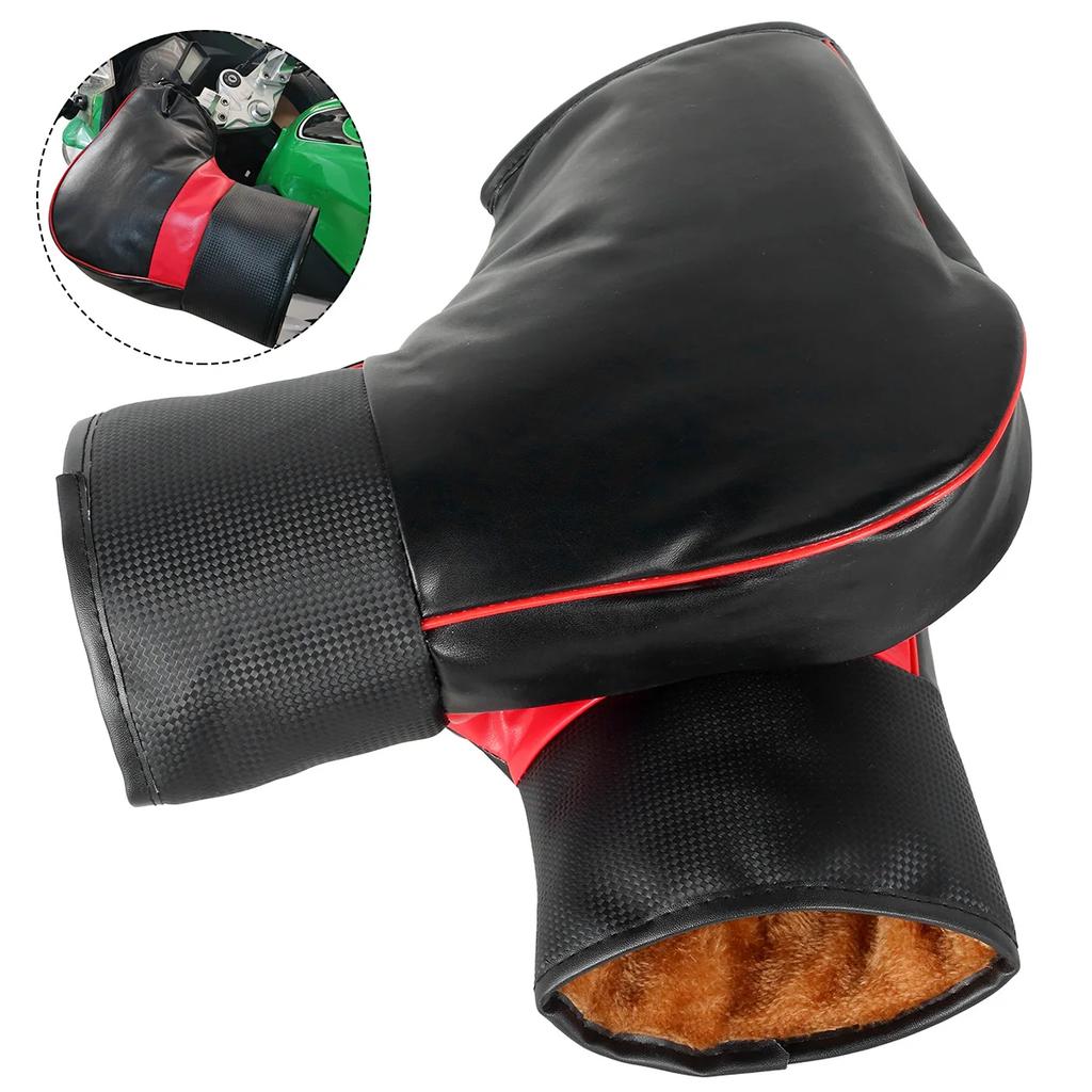 1Pair Motorcycle Handlebar Muffs Protective Motorcycle Scooter Thick Warm Grip Handle Bar Muff Rainproof Winter Warmer Gloves