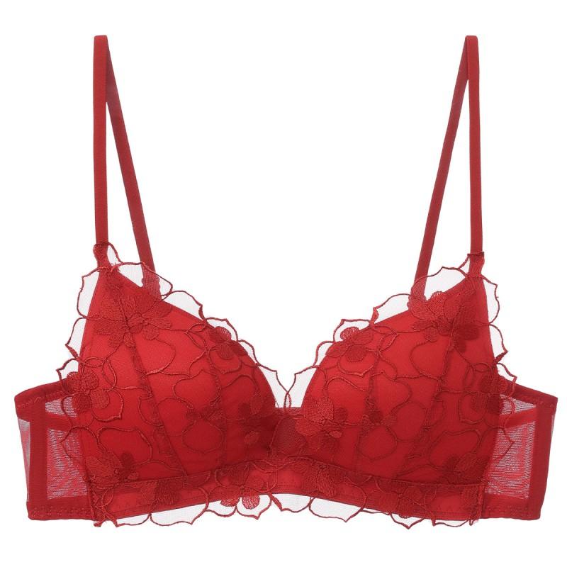Womens French Lace Bralette Push Up Triangle Cup No Underwire Sexy Backless Bra