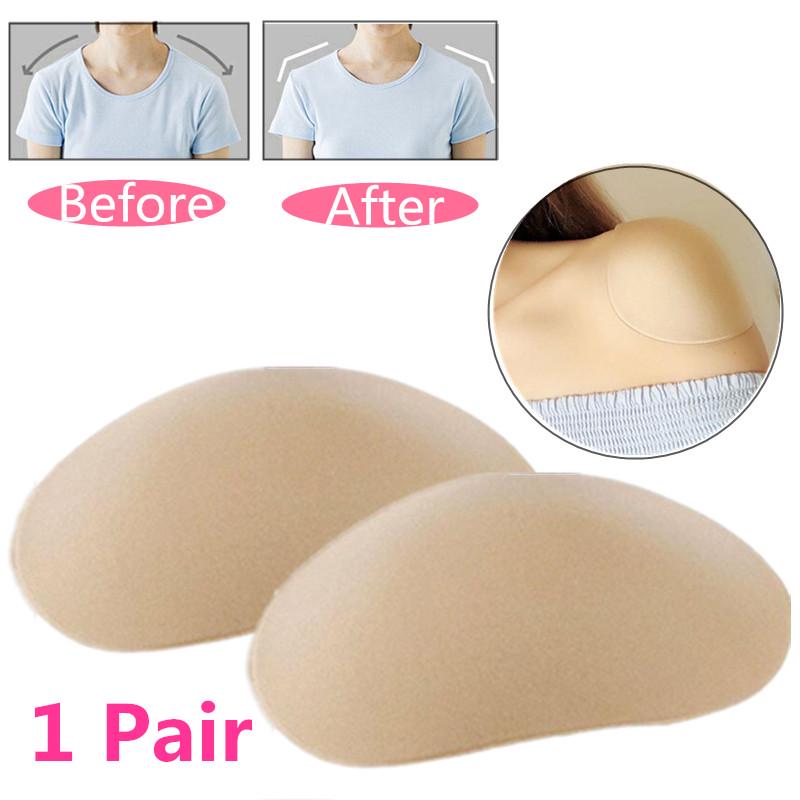 Silicone 2 Pairs Soft Shoulder Push-Up Pads,Silicone Adhesive Shoulder Enhancer Shoulder Pads for Adults Women and Men