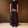 Manufacturer American Street Design Sense Splicing Breasted Primary Color Jeans Men's and Women's Loose Straight Casual Pants Tide