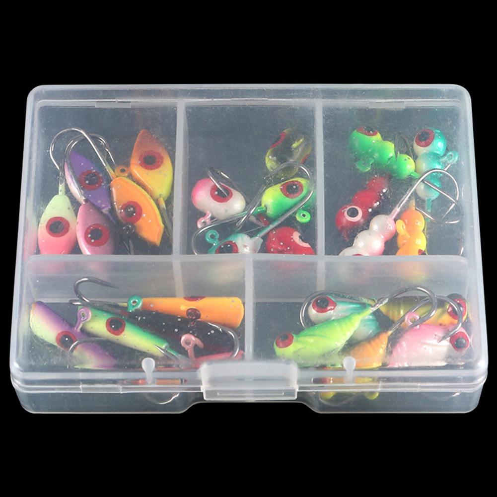 25pcs Artificial Fishing Hooks Luminous High Carbon Steel Winter Ice Fishing Jigs Fishing Tackle