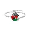 Free Palestine Fist Design Time Gem Alloy Bracelet, Personalized Trendy Jewelry
