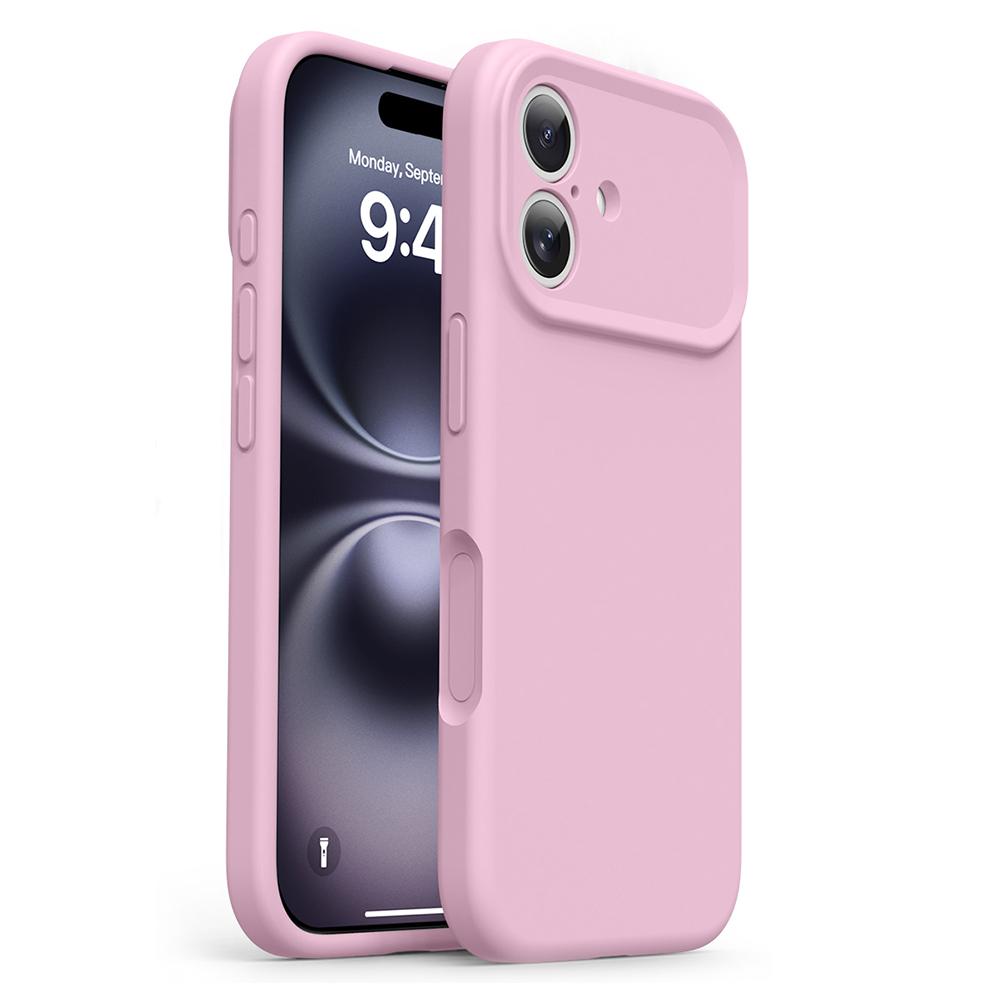 For iPhone 16 Case Soft Touch Liquid Silicone Phone Cover with Camera Touch Control Button