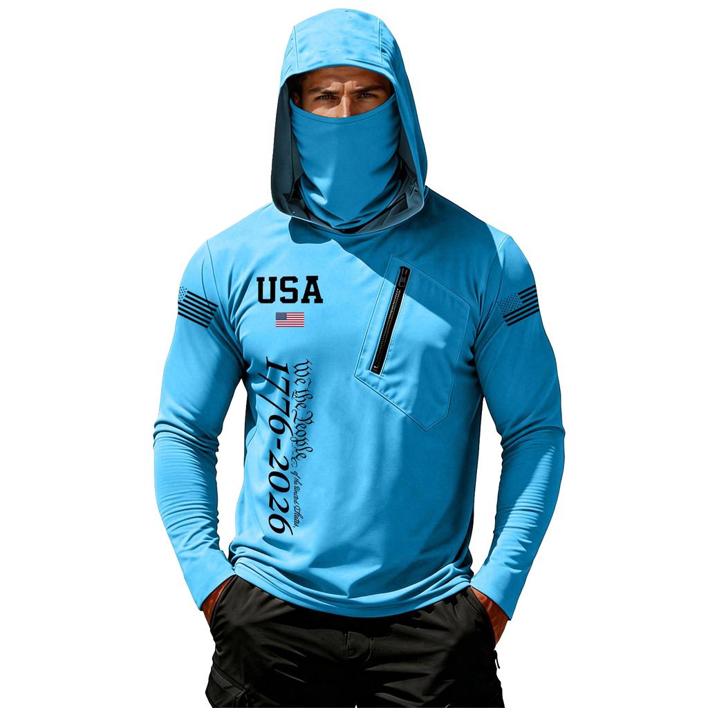 Camiseta Casual con Capucha de Manga Larga para Hombre con Protección Solar