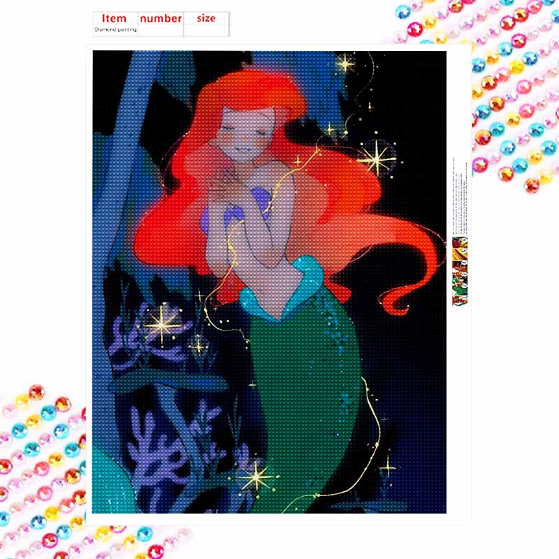 Disney Diamond Painting Set Ariel Mermaid Home Decor Craft, Perfect Handmade DIY Gift Idea