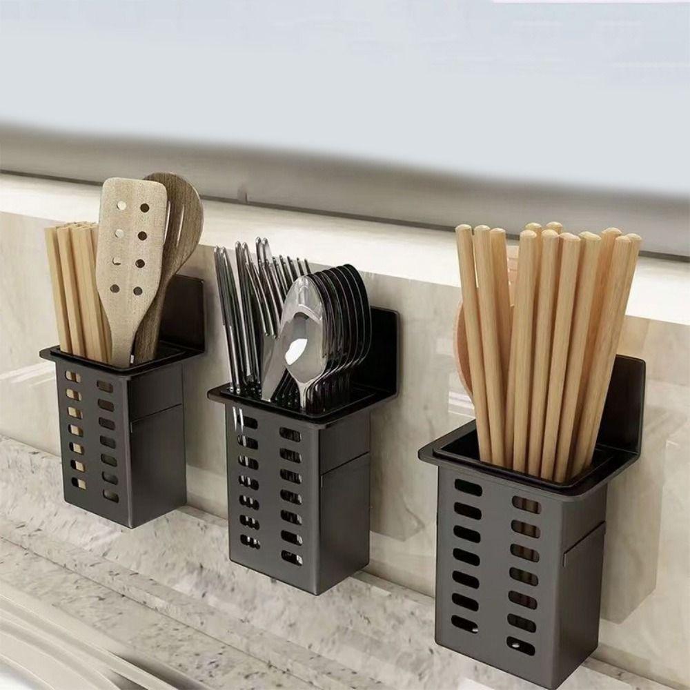 Plastic Wall Mounted Storage Box No Drill Makeup Brush Storage Box Utensils Holder  Office