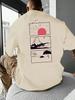 Sommer Herren Sonnenuntergang Muster Print T-Shirt Baumwolle Atmungsaktiv Streetwear Oversized Locker Lässig Trendig Rundhals Kurzarm