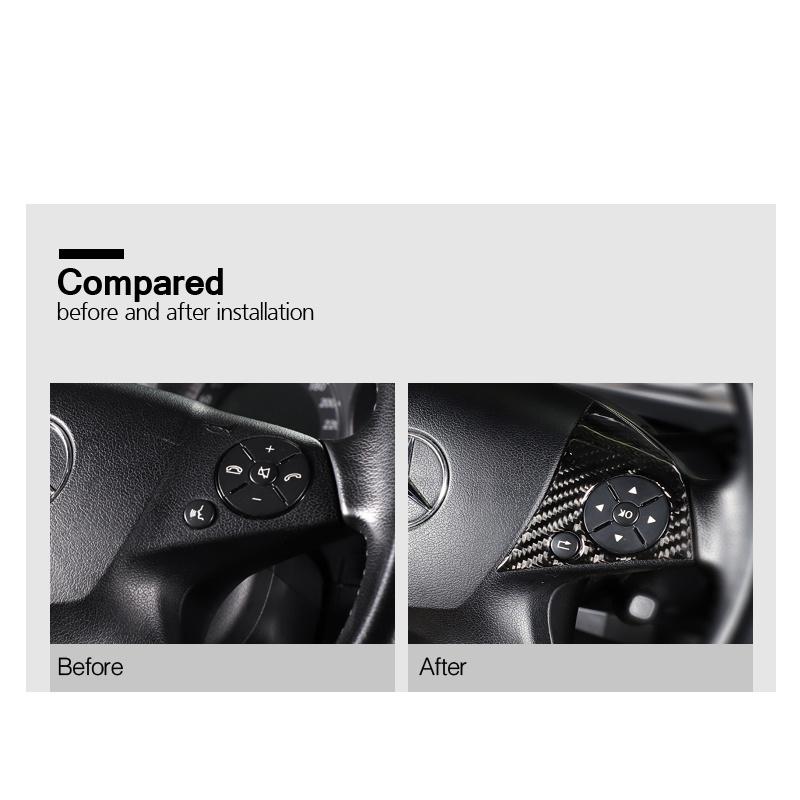 For Mercedes W204 2007-10 C Class Carbon Fiber Car Modification Interior Button Stickers Steering Wheel Car Buttons