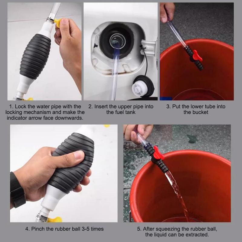 3FT Manual Hand Liquid Oil Petrol Water Fuel Siphon Pump Transfer Pipe Hose Tool Versatile for Garage Aquarium