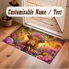 Highland Cow Theme Soft Crystal Velvet Rug Custom Name & Text Print Non Slip Floor Rug for Bedroom Living Room