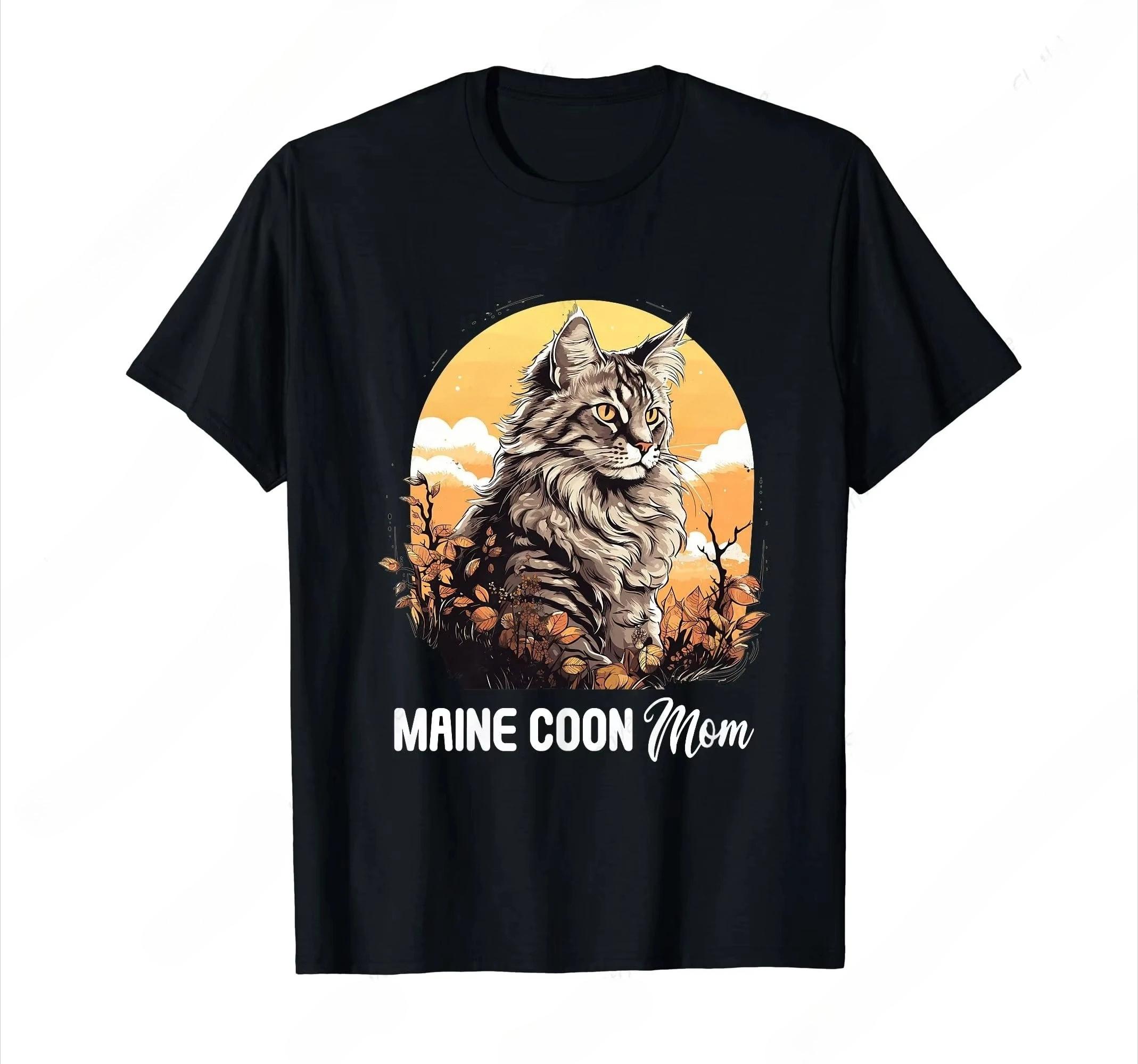 

Maine Coon Cat Mom Maine Coon Cat T-shirt Fun Printed Casual Comfortable Clothes All-purpose T-shirt for Women Fashion Graphi... S разноцветный