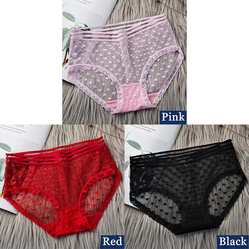 3pcs Sexy Lace Transparent Panties for Women Underwear Fashion Panty Lingerie Breathable Hollow Out Briefs Female Underwear