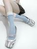 Fashion IPPEUM Silver Women Mary Janes Shoes  2025 New Fashion Ballet Shoes Low Heel Round Toe Pumps