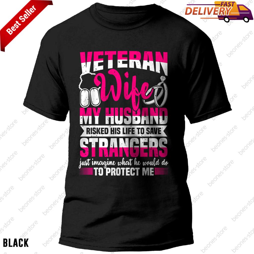 Veteran Wife Proud Military Husband T-shirt for Women Soldier Gift Idea