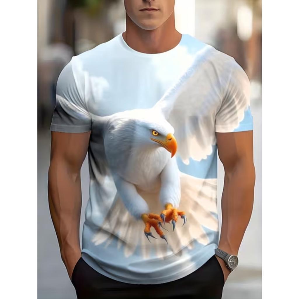 New Summer Men's Fashion T-shirt Personality Animal Pattern Printed Men's T-shirt Top