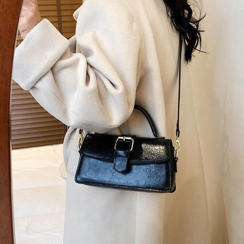 Urban Minimalist Style Pu Material Small Square Bag Black Brown White