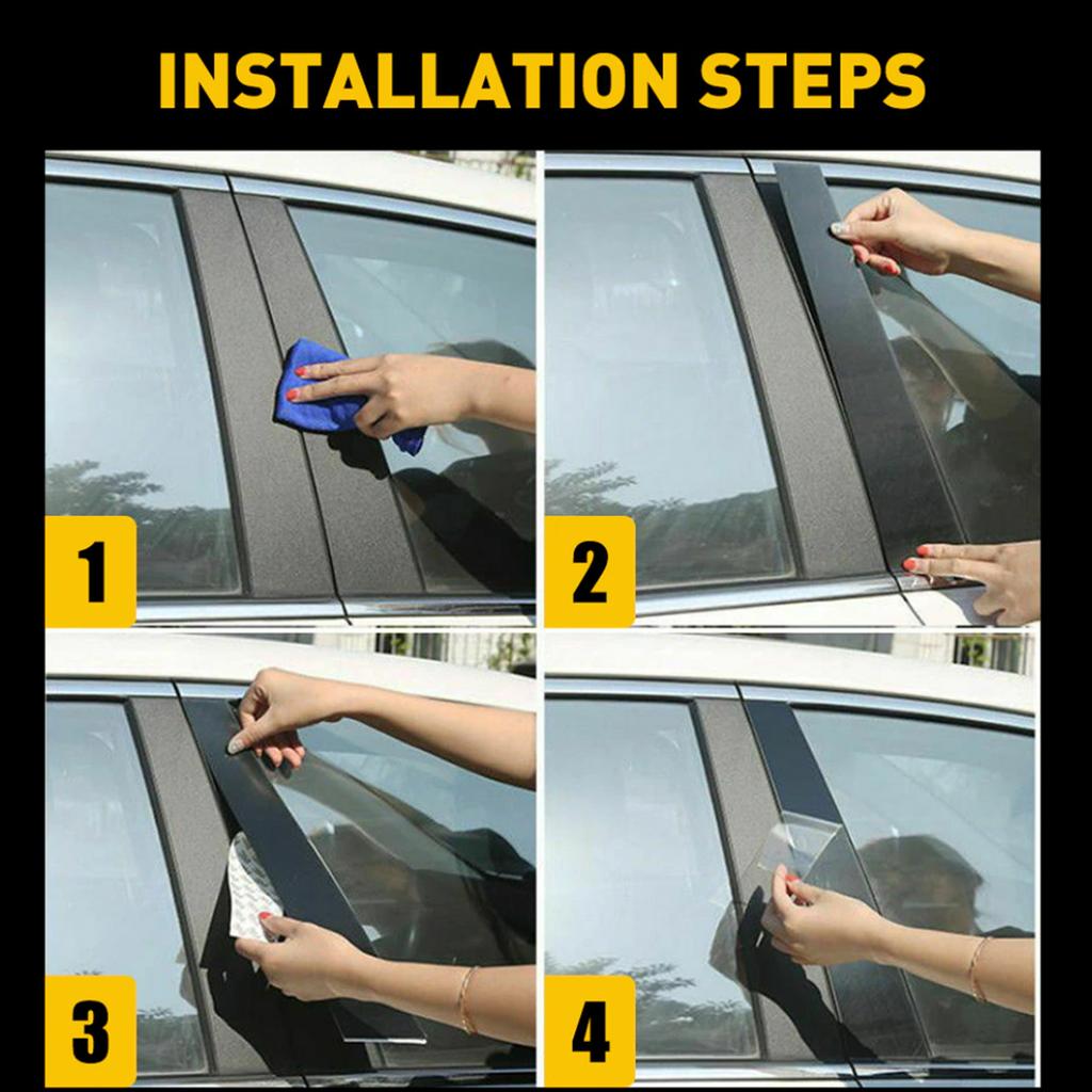 6 Peças Moldura de Acabamento da Coluna B da Porta Preto Brilhante Protetor de Coluna de Janela de PC para Hilux 2015 a 2023
