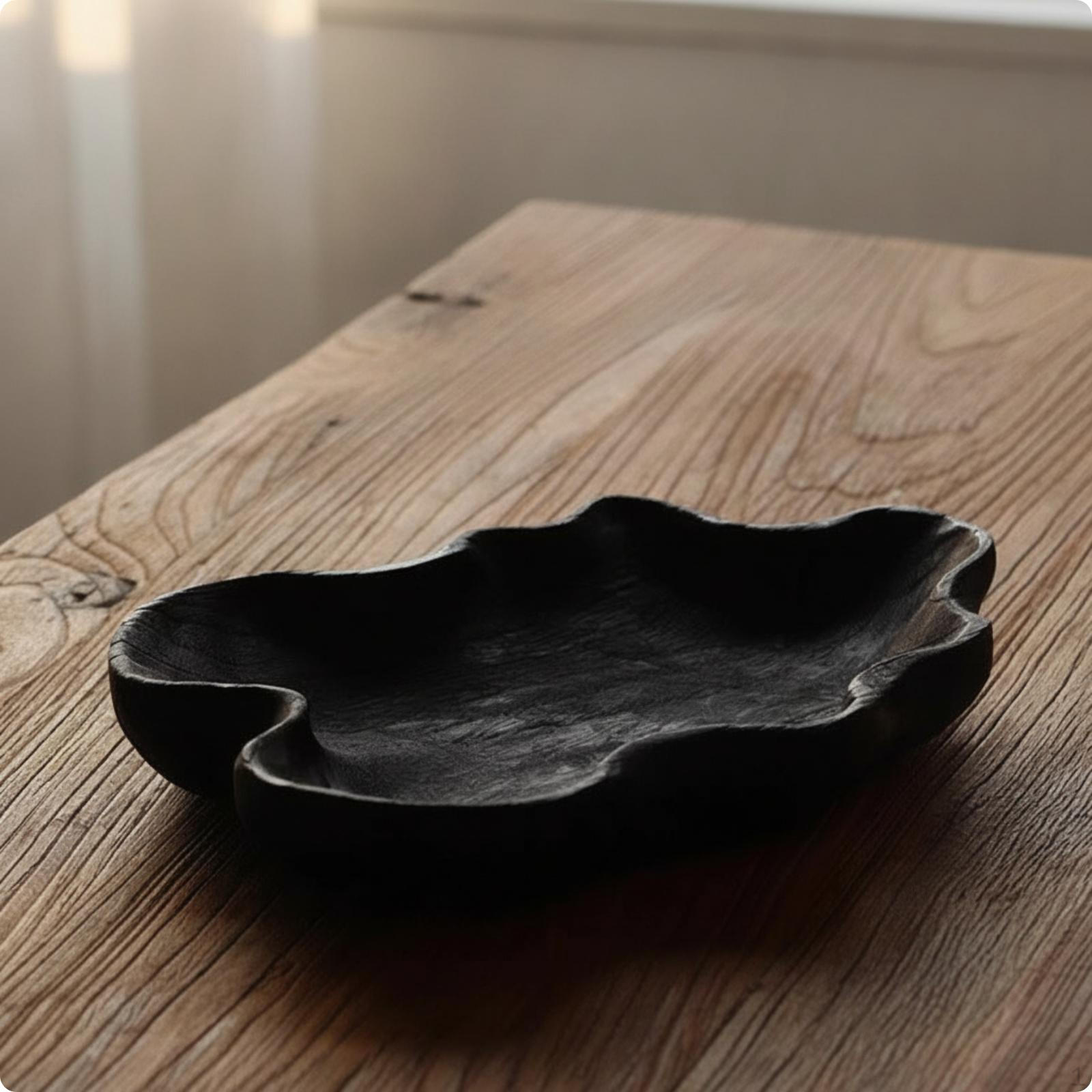 Handcraft Tray Carbonized with Raised Sides