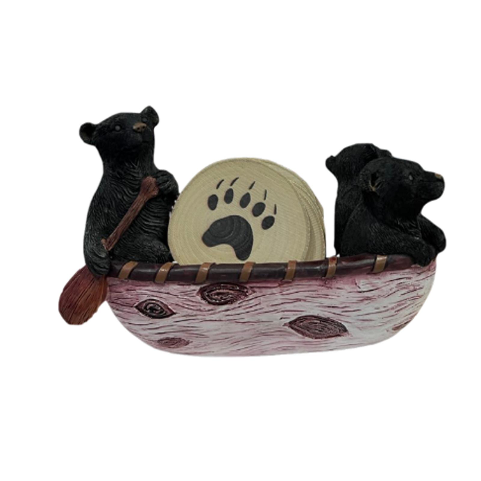 

Набор для гребли из смолы «Черный медведь» Каноэ ручной работы Милая статуэтка медведя One Size чёрный