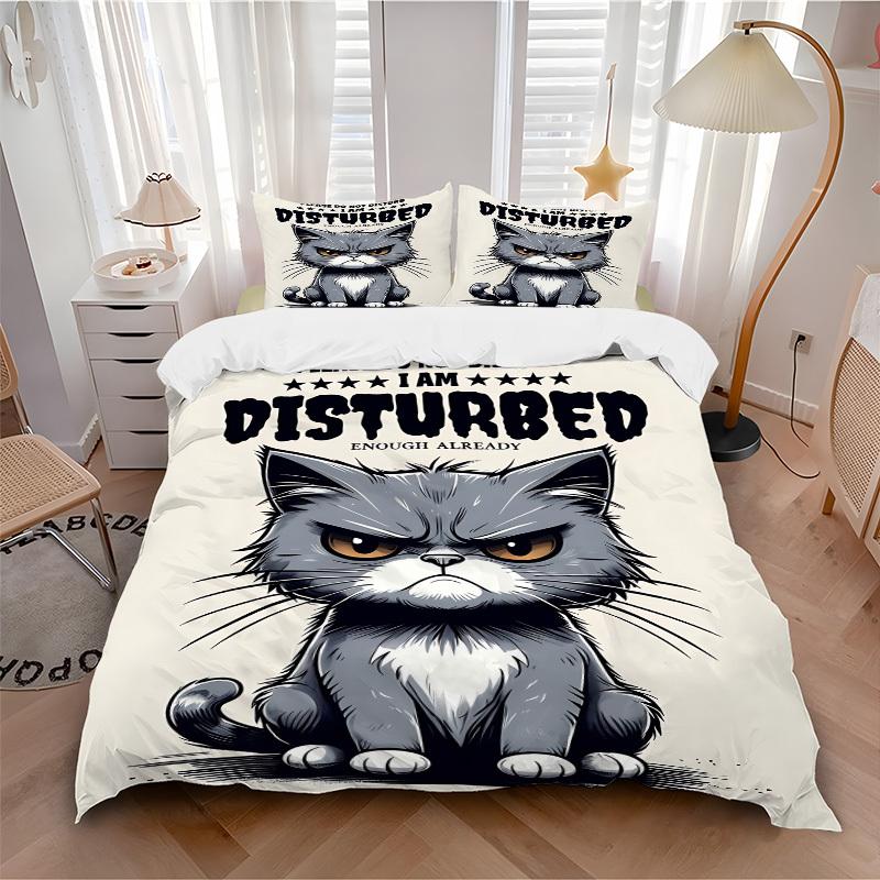 

3pcs bedding set Cat Includes 1 Comforter + 2 Pillowcases, Without Pillow Inserts, Soft Comfortable, Lightweight Breathable031 135x200cm