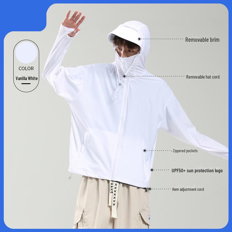 LULU OIOI Unisex Eisseiden-Sonnenschutzjacke mit breiter Krempe, Anti-UV, dünn und atmungsaktiv für Sommer-Outdoor-Aktivitäten.