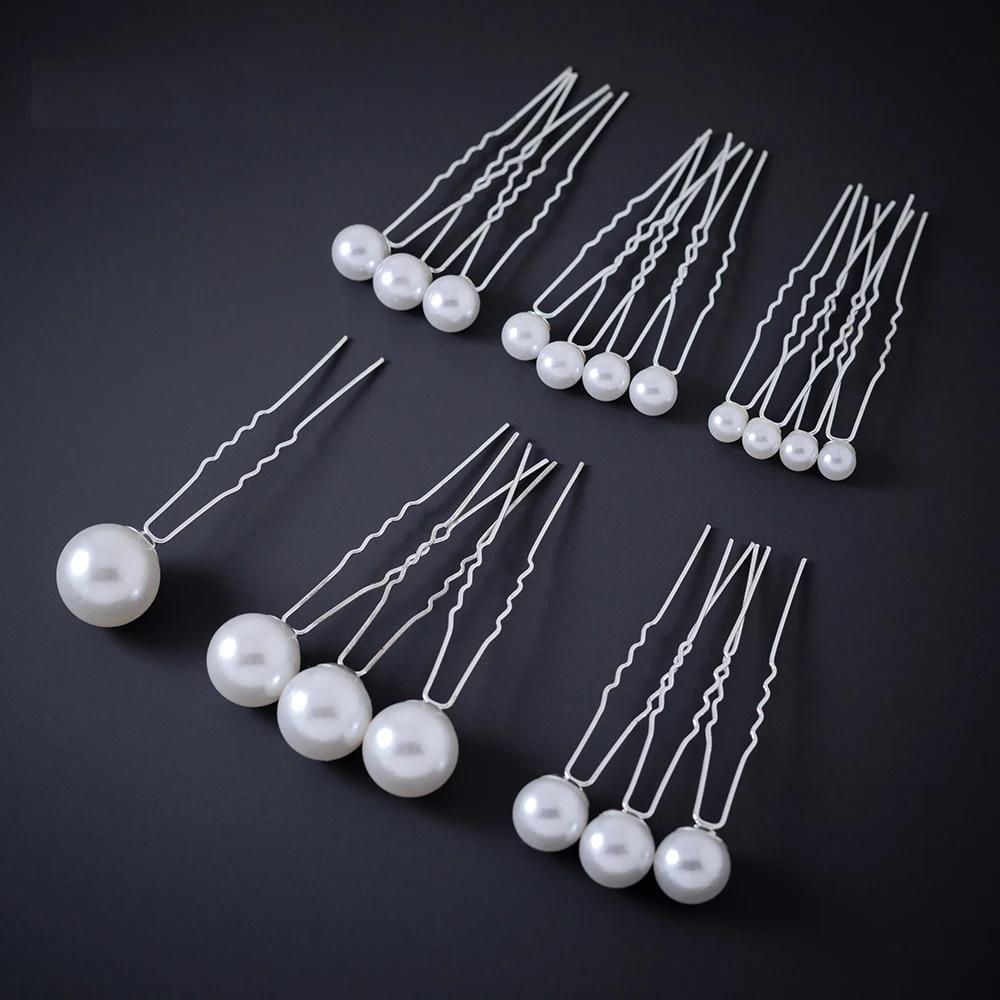 Fashion Pearl Bridal U-shaped Pin Metal Barrette Clip Hairpins Rhinestone Wedding Hairstyle Design Tools Women Hair Accessories