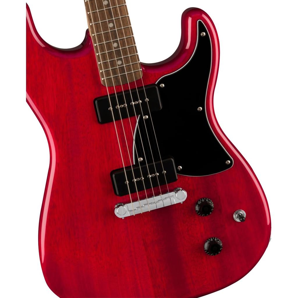Squier by Fender Squier Electric Guitar Paranormal Laurel Black Crimson Red Transparent with Soft Case Strat-O-Sonic, Fingerboard, Pickguard,