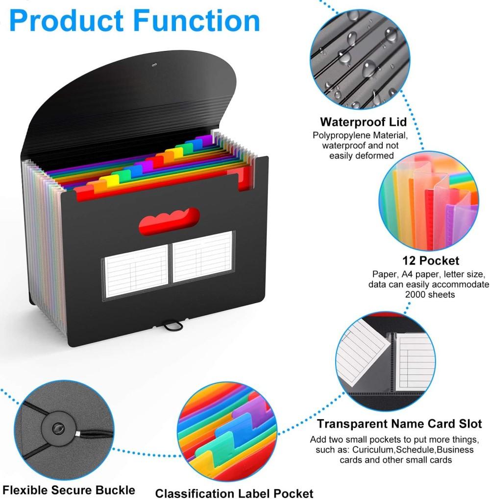 7 13 25 26 Pockets A4 Letter Size Portable Handle Upgraded Durable Buckle Expandable File Organizer Accordion Filing Document