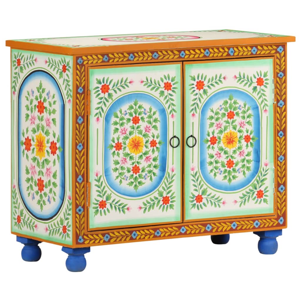Sideboard Hand Painted 70 X 35 X 60 Cm Solid Mango Wood