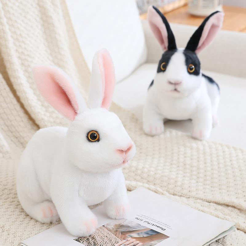 Cartoon Fluffy Simulation Rabbit Plush Toys Lying Bunny Dolls Pillow and Children Kids Birthday Xmas Gifts