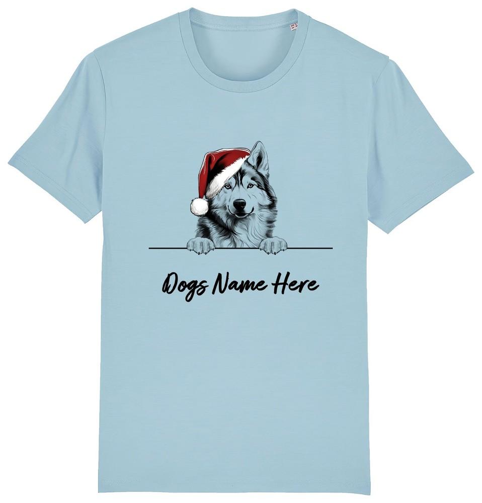 

СИБИРСКИЙ ХАСКИ Персонализированная Рождественская Футболка с Собакой Мужская Женская Детская Имя Собаки S