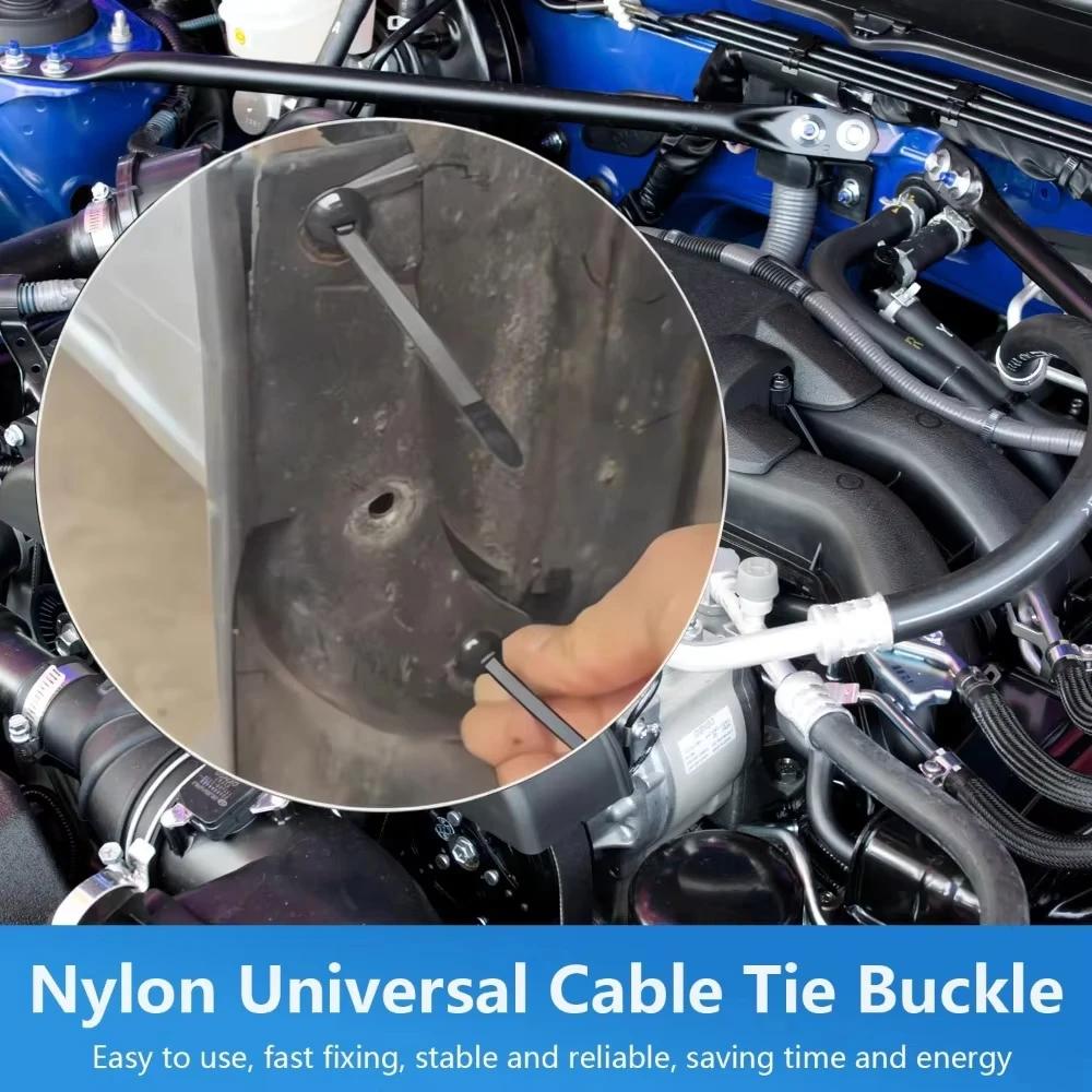 50~200pcs Nylon Universal Cable Tie Buckle Heavy Duty Self-Locking Zip Ties Holder with Pin Fasteners Car Resistant Zipties