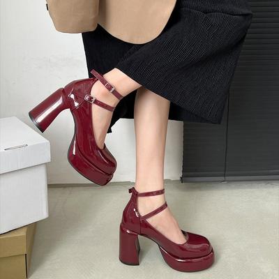 Französische weiße kleine wasserdichte Tabelle dicke Ferse High Heels Damen neue 2025 Herbst und Winter Retro dicken Sohlen Mary Jane Schuhe