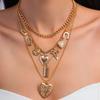 Collier Pendentif Cœur Style Bohème Collier Multirang Perles Dames