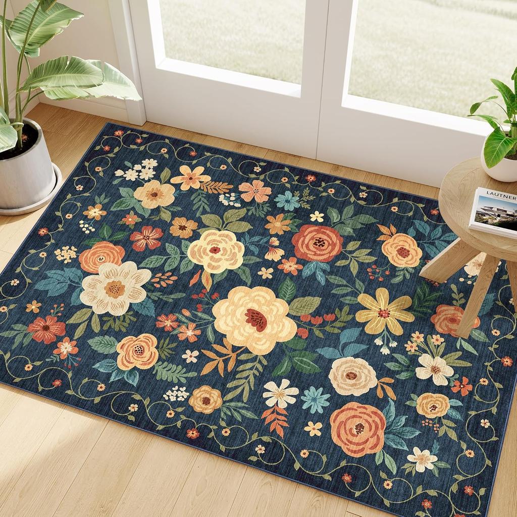 French Style Bedroom Decor Plush Carpet Fluffy Soft Carpets for Living Room Flower Pattern Lounge Floor Mat Thicken Washable Rug
