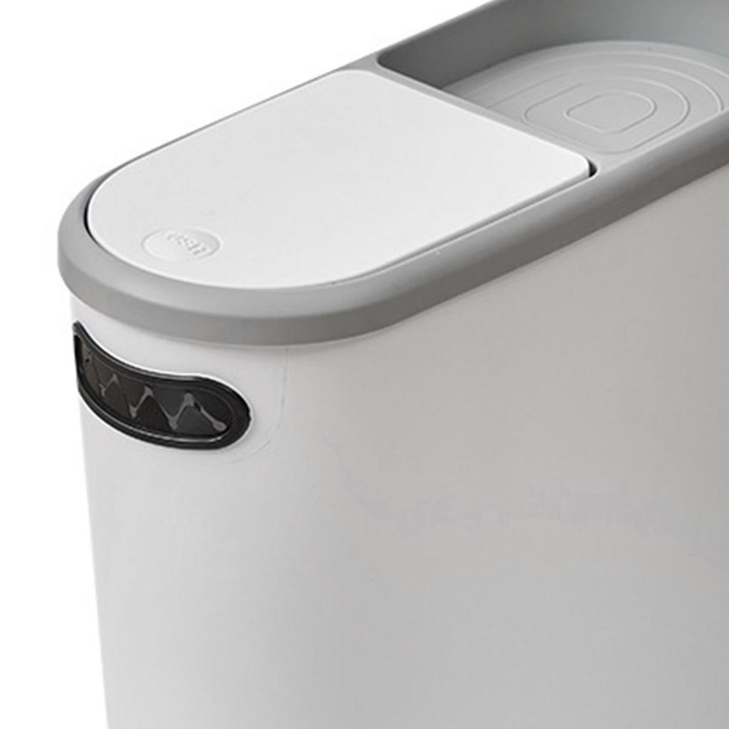 Slim Garbage Can with Storage Slot Simple Rubbish Container Bathroom Trash Can for Laundry Room Sunroom Office Garage Entryway