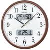 Clock Wall Clock, Brown Metallic, Diameter 35.0 X 5.2 Cm, Radio-Controlled, Analog, Calendar, Temperature, Humidity Display, KX383B