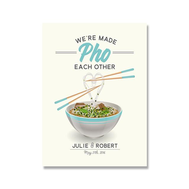 Bowl Food Posters and Prints Rice Noodle Egg Pho Canvas Painting Nordic Wall Art HD Picture Modern Kitchen Restaurant Home Decor