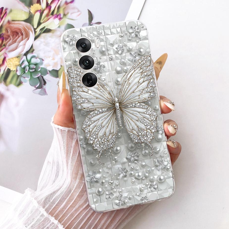 For Oppo Reno12 Pro Case CPH2629 Luxury Flowers Butterfly Painted Cover Soft Silicone Case For Oppo Reno 12 Pro Reno12 5G Fundas
