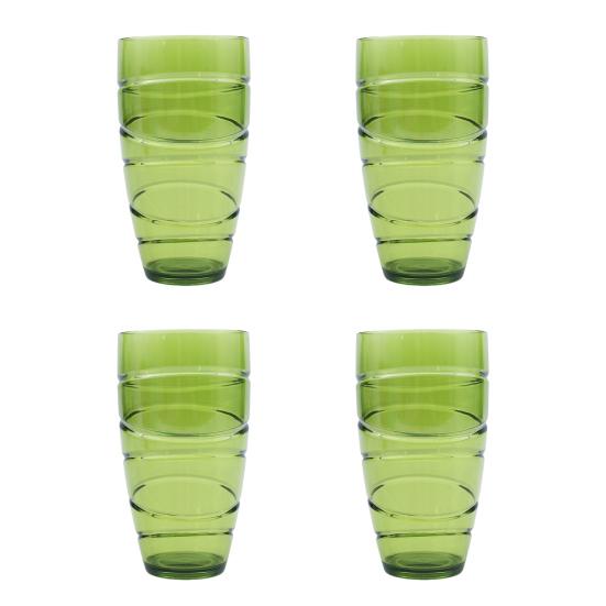 4Pcs Plastic Tumblers Set Reusable Tumbler Glasses with Swirl Design Stackable Water Cups for Garden Picnics Camping BBQs Parties