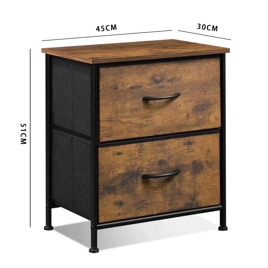 Modern Solid Wood Bedside Cabinet, Multi-Tier Double Drawer Nightstand, Freestanding Storage Unit,  Large-Capacity Organizer