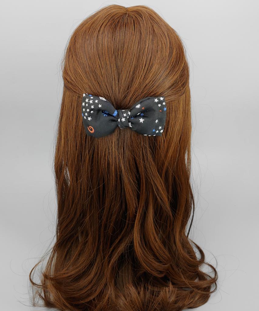 Maia Milky Way Star Jacquard Hair Ribbon Pin - Purple
