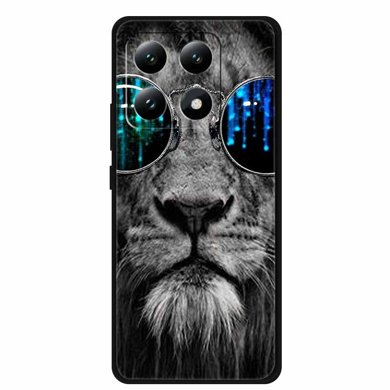 For Xiaomi 15T 5G Case Soft Silicone Black Phone Cover for Xiaomi 15T Pro 5G Cartoon Wolf Lion Bumper Dustproof Coque for Mi 15T