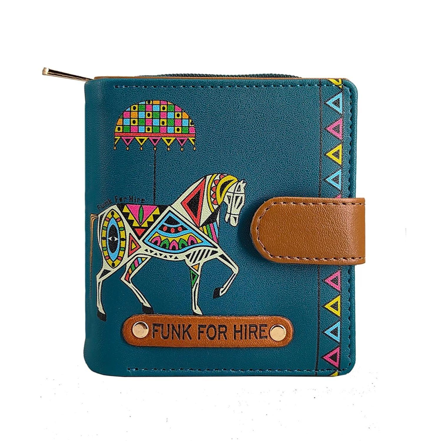 Женский компактный кошелек цвета петроль Стильный кошелек из искусственной кожи с мультяшным принтом отделениями для карт карманом для монет и магнитной застежкой 3290₽